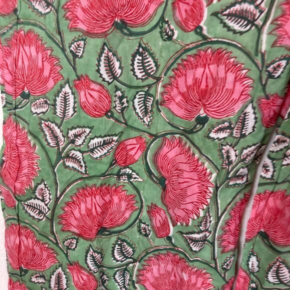 Pax Philomena NWT Francis Floral cotton draw string pants w/Beaded Tassel ties - Picture 6 of 16